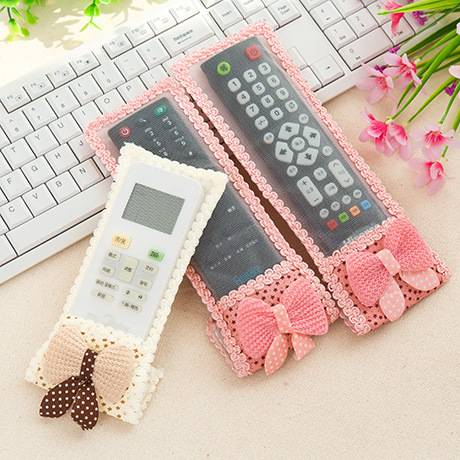 3pcs Bow Fabric Remote Control Set TV Remote Control Protective Cover Air Conditioning Dust Cover J--38