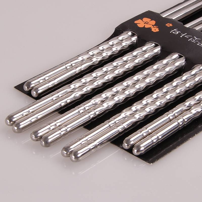 Stainless steel chopsticks thread high quality hollow chopsticks antiskid design metal chopsticks set five pairs F3-54-3