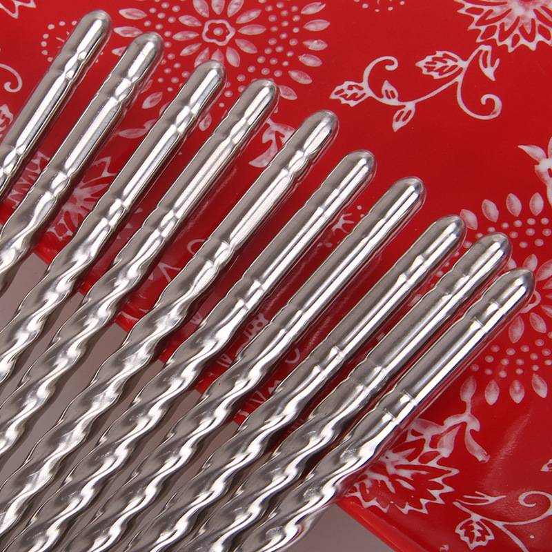 Stainless steel chopsticks thread high quality hollow chopsticks antiskid design metal chopsticks set five pairs F3-54-3