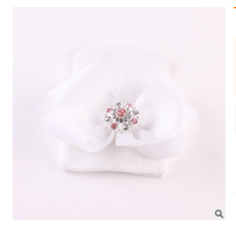 Big bow tie shiny diamond Pink Stripe girl baby knitting hat newborn baby Pullover hat E-803