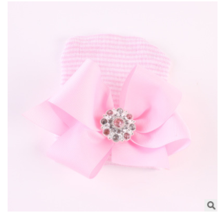 Big bow tie shiny diamond Pink Stripe girl baby knitting hat newborn baby Pullover hat E-803