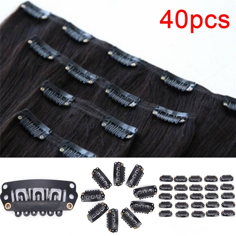 40Pcs/Set Shape Wig Clips For Hair Extension Cap Wig Fix Toupee Hairpiece Clips Hair Snap Clips Accessory Tools  A-191