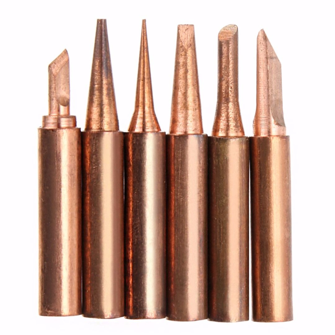 6pcs/lot 900M-T Copper Soldering Iron Tips Lead Free Solder Welding Sting For 936/937/938/969/8586/852D Soldering Station C-298
