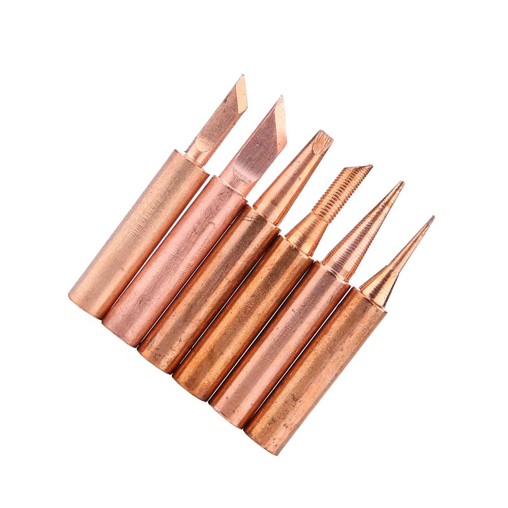 6pcs/lot 900M-T Copper Soldering Iron Tips Lead Free Solder Welding Sting For 936/937/938/969/8586/852D Soldering Station C-298