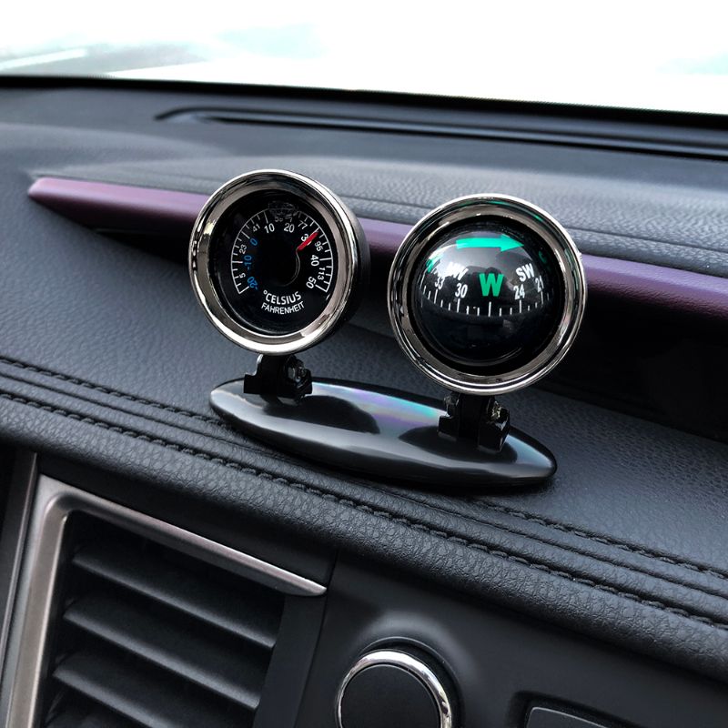 Car Decorative Thermometer Compass Multi Functional Direction Car Interior Trim Dashboard Decorative Accessories Gift C-311
