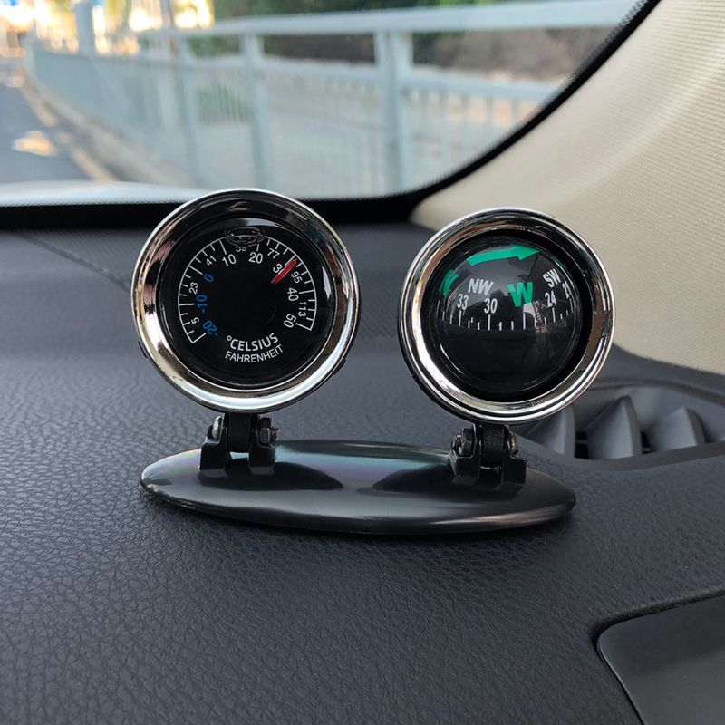 Car Decorative Thermometer Compass Multi Functional Direction Car Interior Trim Dashboard Decorative Accessories Gift C-311