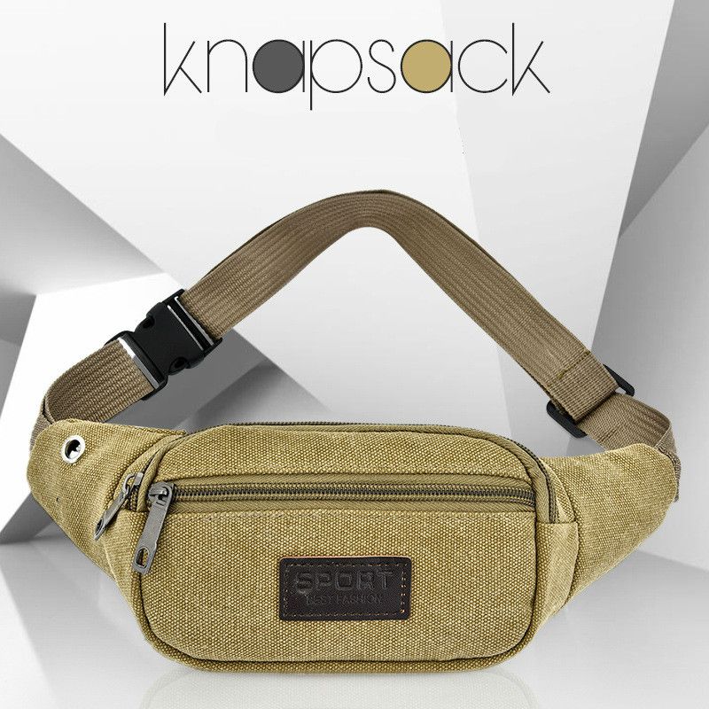 6.6 Inch Mobile Phone Canvas Small Waist Bag Multifunctional Outdoor Storage Waist Bag Men's Handbag E-580