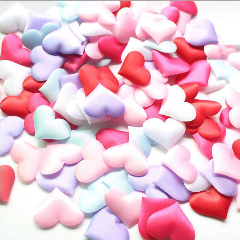 100 Pieces Cloth Hearts Diameter 2.8x3.5cm Wedding Party Confetti Table Decorations Birthday Party Decorations J-146-2