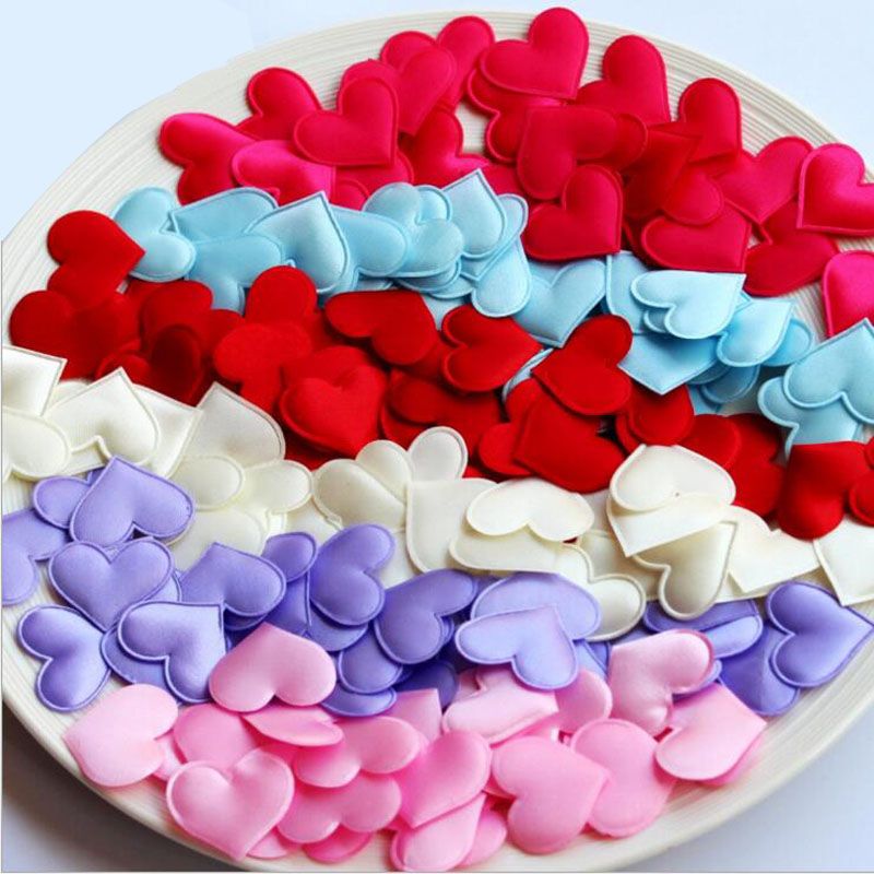 100 Pieces Cloth Hearts Diameter 2.8x3.5cm Wedding Party Confetti Table Decorations Birthday Party Decorations J-146-2
