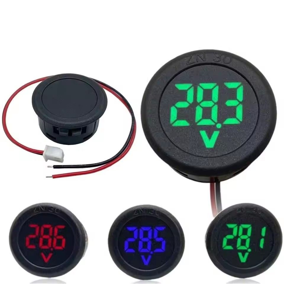 Dc 4-100v Led Digital Display Round Two-wire Voltmeter Dc Digital  Car Voltage Current Meter Volt Detector Tester Monitor Pane C-350
