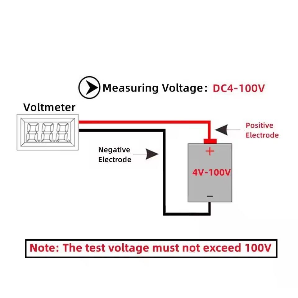 Dc 4-100v Led Digital Display Round Two-wire Voltmeter Dc Digital  Car Voltage Current Meter Volt Detector Tester Monitor Pane C-350