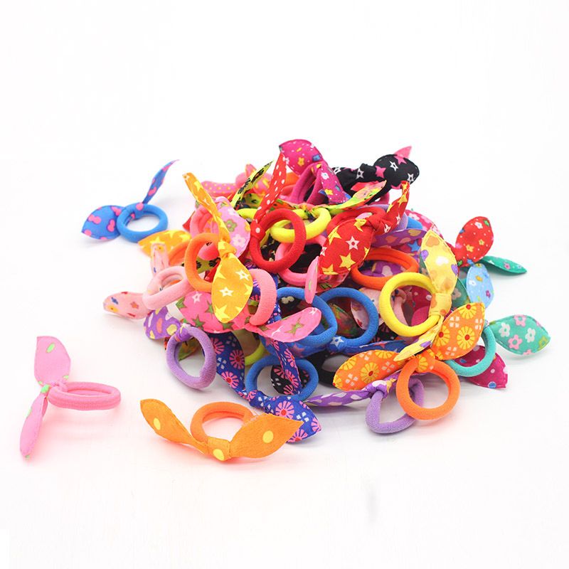 50pcs Cute Small Rabbit Ear Hair Bands Girl Rubber Band Elastic Band Baby Headwear Korean Children Hair Accessories Ornaments C-158
