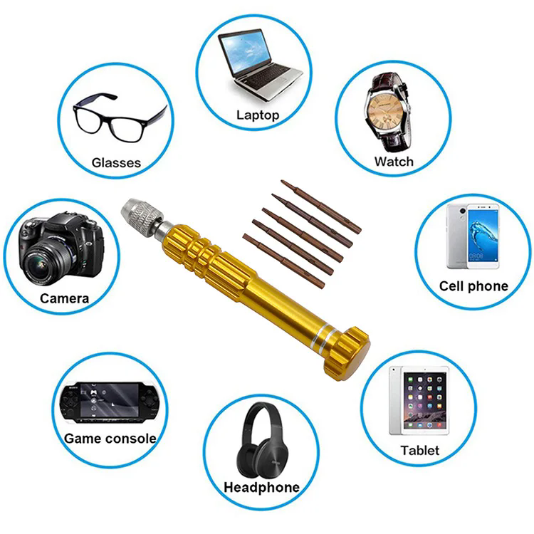 Mini Screwdriver Screw driver for iPhone DIY Mobile Phone Open Repair Tools Kit 5 in 1 Aluminum Alloy Mini Screwdriver Tools C-331