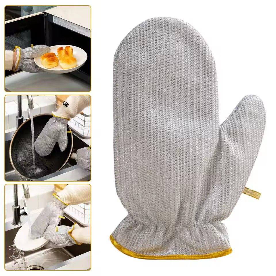 1 pair Steel Kitchen Dishcloth Multipurpose Wire Dishwashing Rag Clean Glove Wet/dry Multipurpose Wire Miracle Cleaning Cloths
