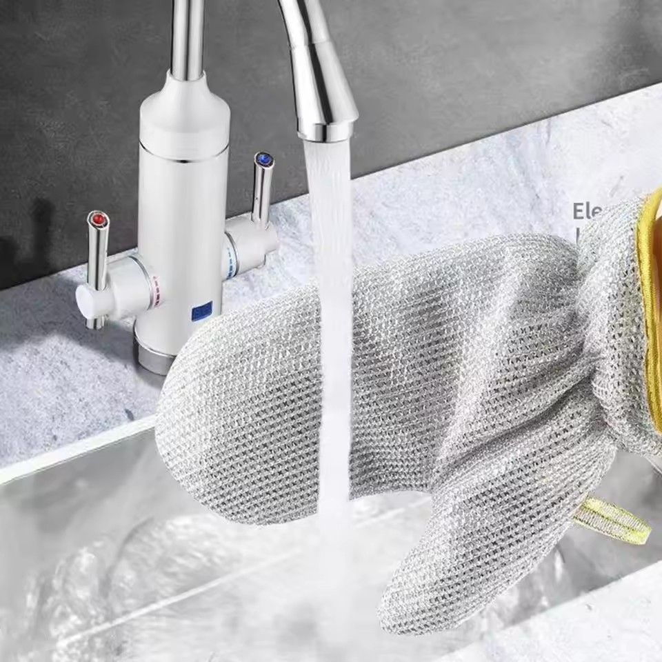 1 pair Steel Kitchen Dishcloth Multipurpose Wire Dishwashing Rag Clean Glove Wet/dry Multipurpose Wire Miracle Cleaning Cloths