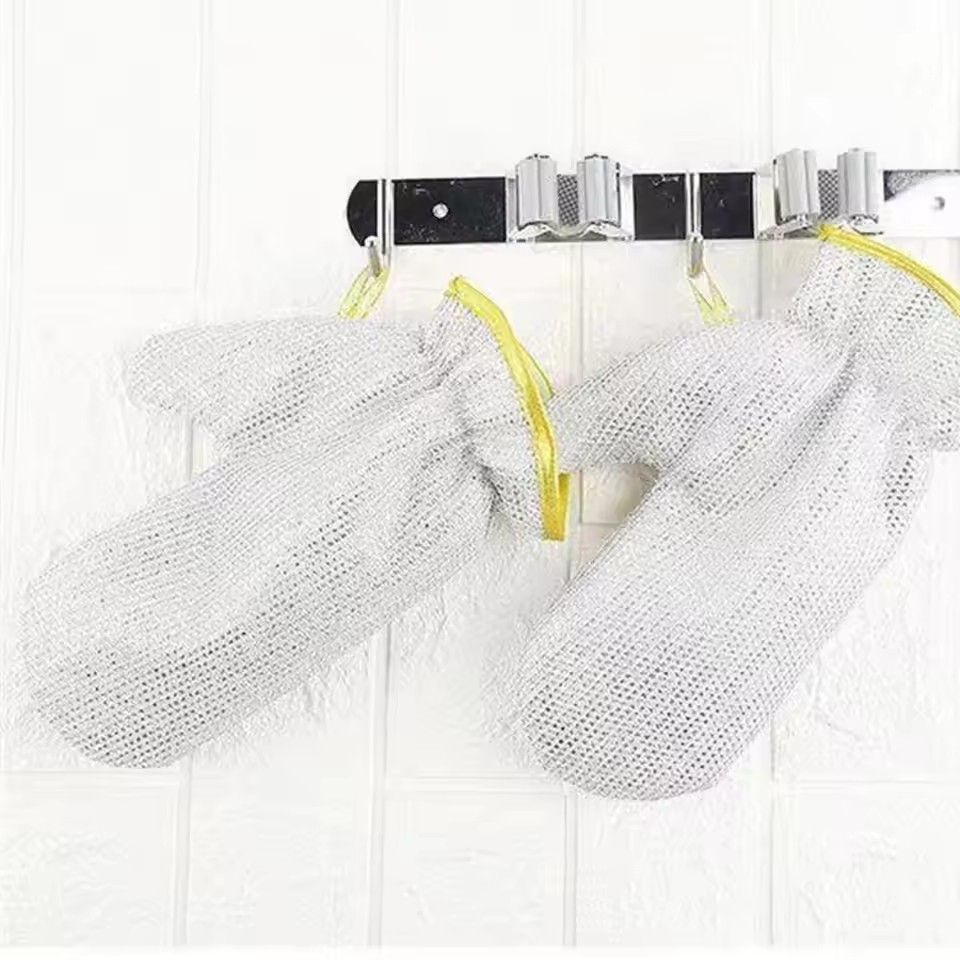 1 pair Steel Kitchen Dishcloth Multipurpose Wire Dishwashing Rag Clean Glove Wet/dry Multipurpose Wire Miracle Cleaning Cloths