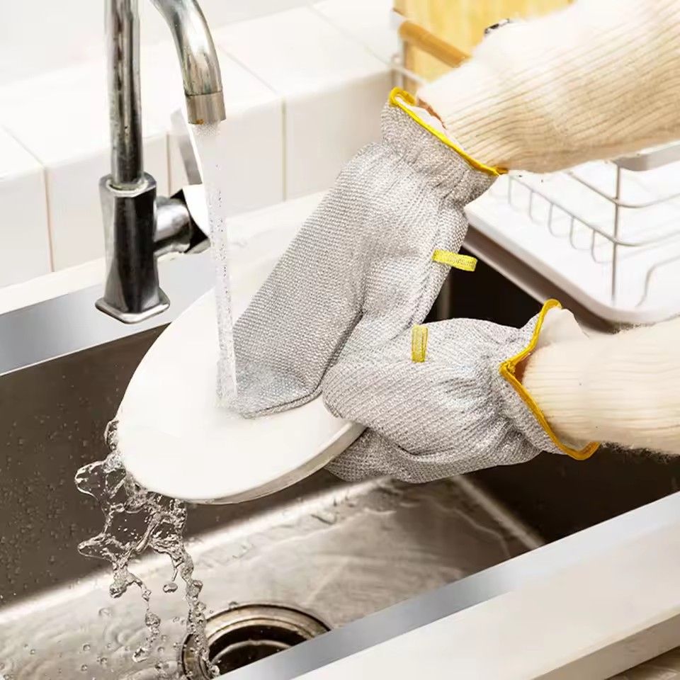 1 pair Steel Kitchen Dishcloth Multipurpose Wire Dishwashing Rag Clean Glove Wet/dry Multipurpose Wire Miracle Cleaning Cloths
