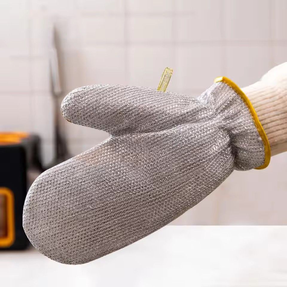 1 pair Steel Kitchen Dishcloth Multipurpose Wire Dishwashing Rag Clean Glove Wet/dry Multipurpose Wire Miracle Cleaning Cloths