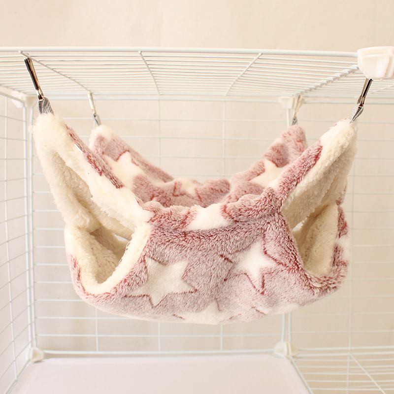 Hamster Hammock Small Pet Hanging Bed Double Warm Thickened Honeybug Flying Squirrel Guinea Pig Hammock Pet Cage Accessories