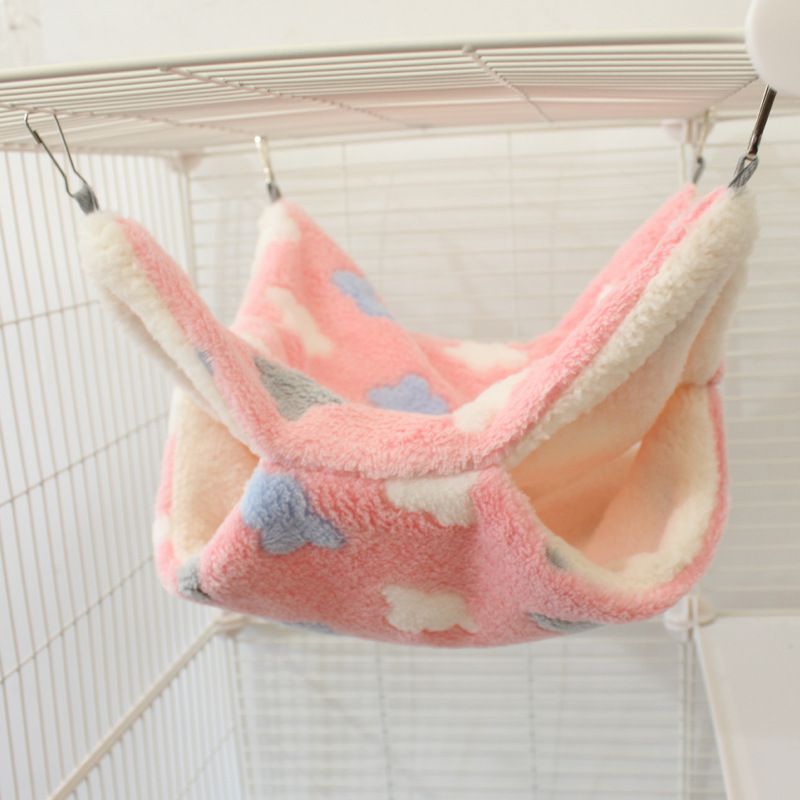 Hamster Hammock Small Pet Hanging Bed Double Warm Thickened Honeybug Flying Squirrel Guinea Pig Hammock Pet Cage Accessories