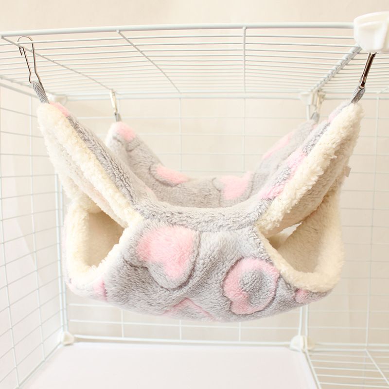 Hamster Hammock Small Pet Hanging Bed Double Warm Thickened Honeybug Flying Squirrel Guinea Pig Hammock Pet Cage Accessories