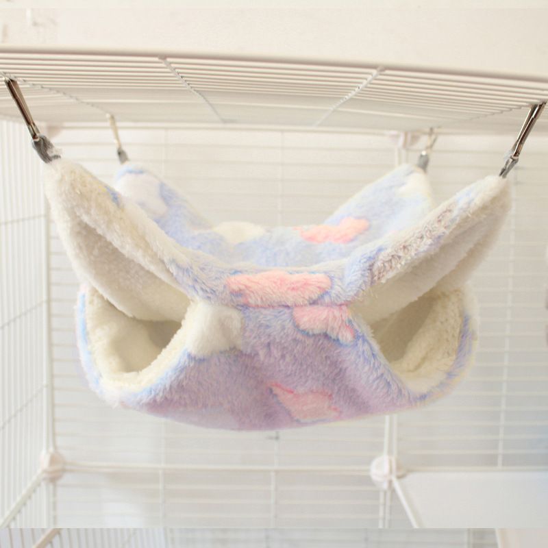 Hamster Hammock Small Pet Hanging Bed Double Warm Thickened Honeybug Flying Squirrel Guinea Pig Hammock Pet Cage Accessories