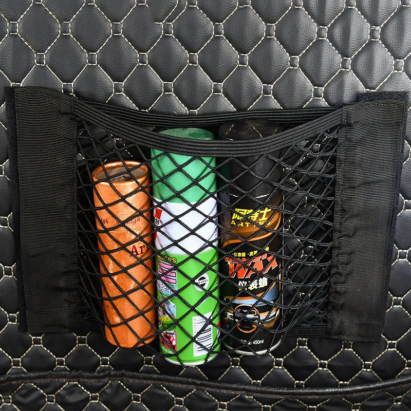 Car Storage Net Stretchable Mesh Pocket Net Magic Elastic Sticker Universal Rear Mesh Trunk Seat Bag Pocket Cage Auto Organizer
