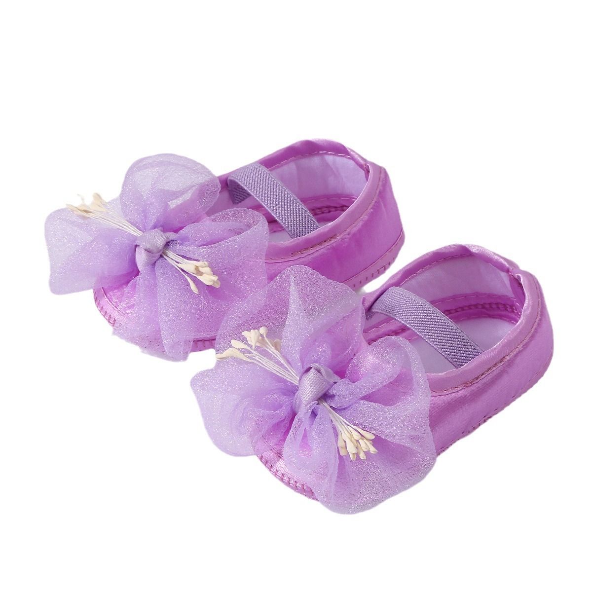 Korean Style Spring/Summer Casual Toddler Shoes 0-1 Y Baby Shoes Flower Mesh Bow Decorated Princess Shoes Set