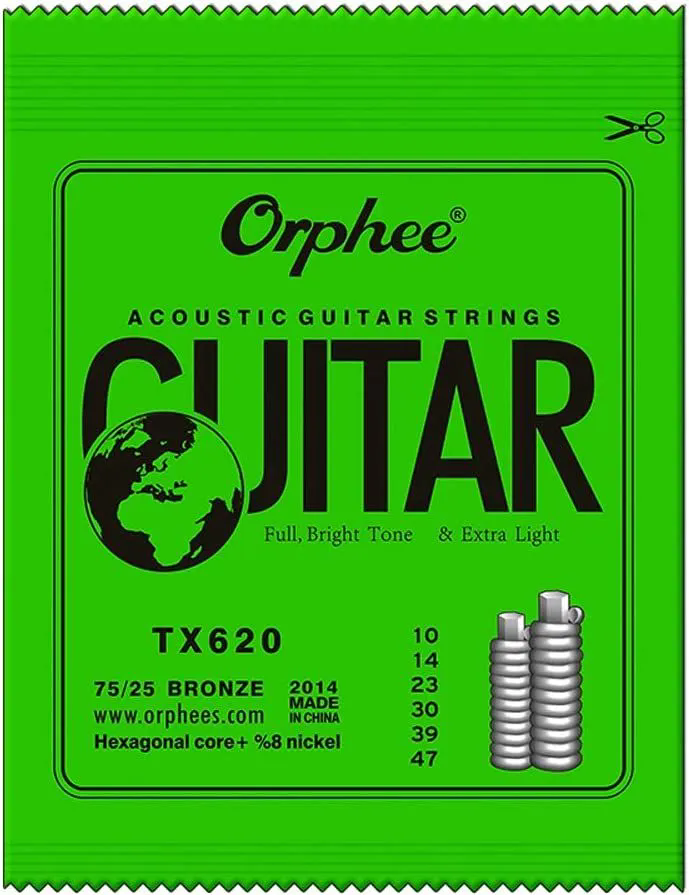 Orphee Acoustic Guitar Strings Set Medium Carbon Steel Hexagonal Core Rust Prevention Treatment Folk Guitar Parts & AccessoriesE-1251