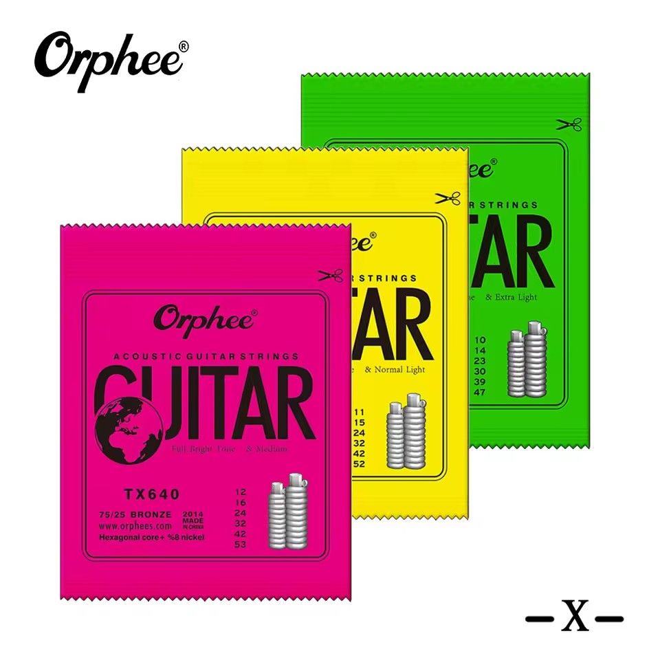 Orphee Acoustic Guitar Strings Set Medium Carbon Steel Hexagonal Core Rust Prevention Treatment Folk Guitar Parts & AccessoriesE-1251