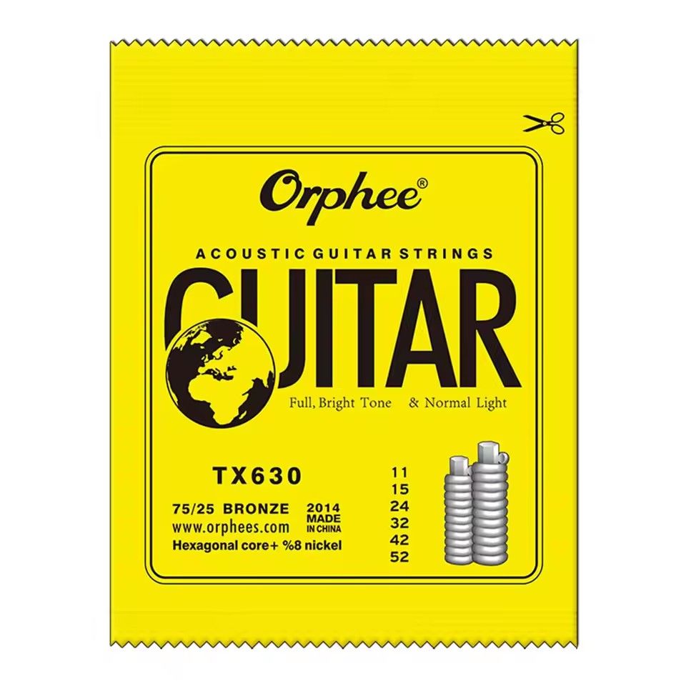 Orphee Acoustic Guitar Strings Set Medium Carbon Steel Hexagonal Core Rust Prevention Treatment Folk Guitar Parts & AccessoriesE-1251