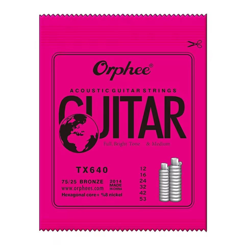 Orphee Acoustic Guitar Strings Set Medium Carbon Steel Hexagonal Core Rust Prevention Treatment Folk Guitar Parts & AccessoriesE-1251