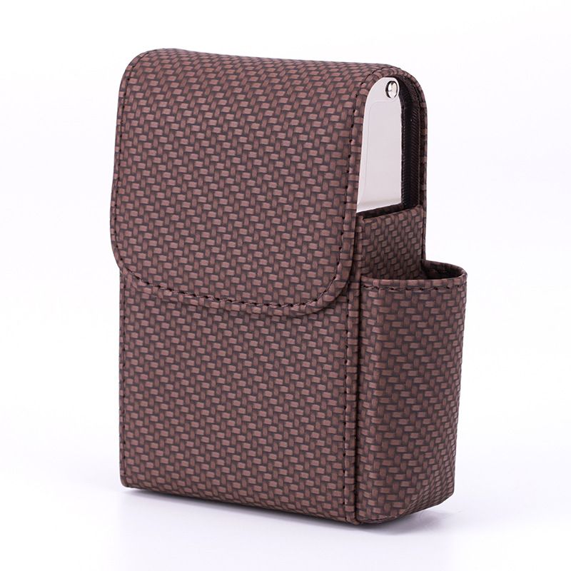 Leather Cigarette Case Original Boxes PU Hold 20pcs Cigarettes Butane Gas Lighter Businessman Cigaret Case Gadgets For Men Smoke