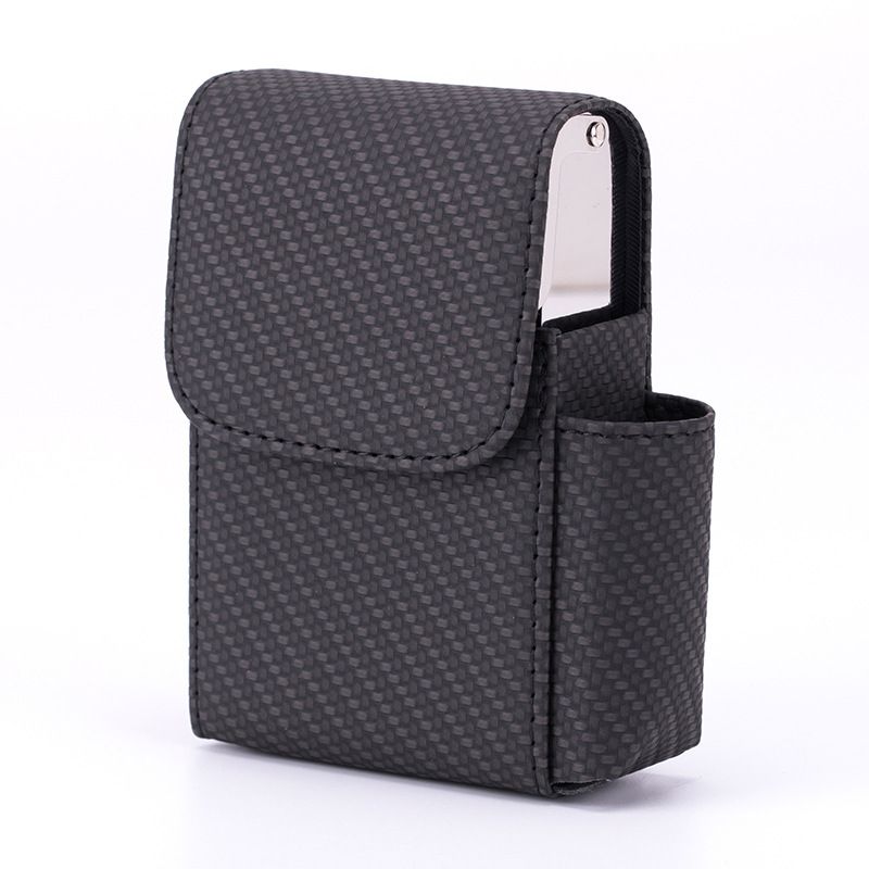 Leather Cigarette Case Original Boxes PU Hold 20pcs Cigarettes Butane Gas Lighter Businessman Cigaret Case Gadgets For Men Smoke