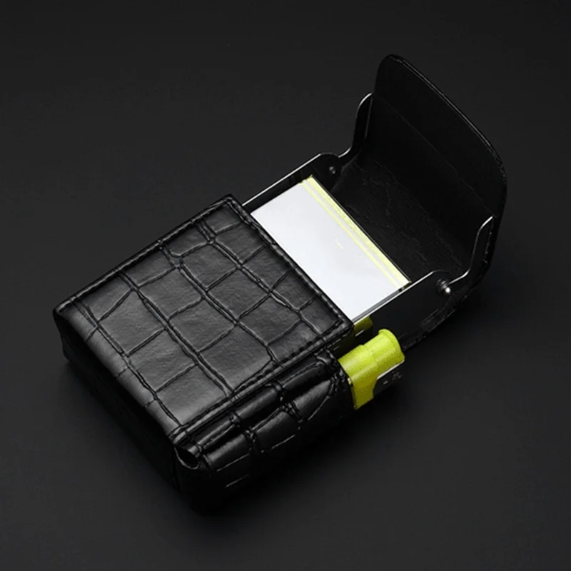 Leather Cigarette Case Original Boxes PU Hold 20pcs Cigarettes Butane Gas Lighter Businessman Cigaret Case Gadgets For Men Smoke