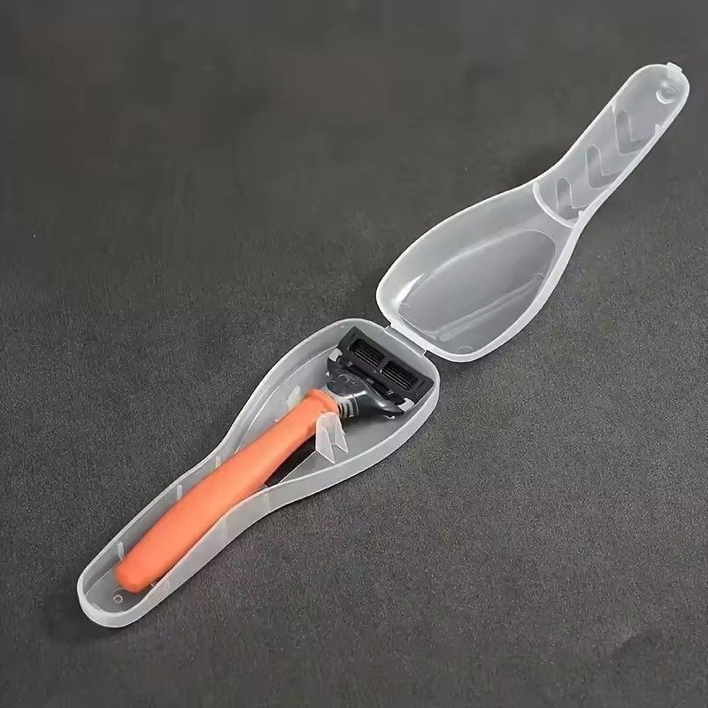 1pc Portable Travel Men Manual Razor Protector Plastic Box Cover Container Storage Shaver Holder Protector Case Organizer（Attention: Shaver not included）