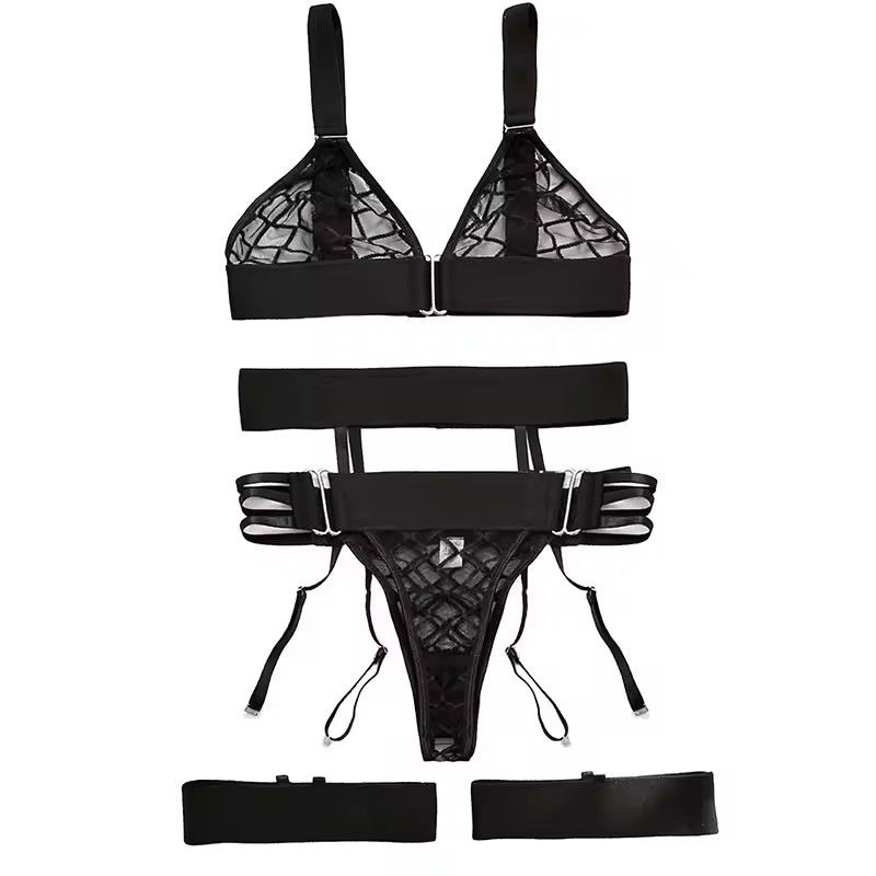 Sexy Transparent Bra And Panty Garters Lingerie Underwear Set Sexy Sling Bra Brassiere Suit Temptation Costumes WomenFZ-480