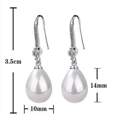 New Exquisite and Fashionable Silver Imitation Water Pearl Pendant Women's Earrings Shining Round Wedding Jewelry Gift A-2091