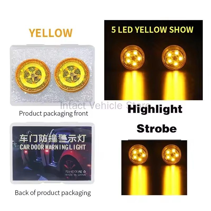 Universal LED Car Opening Door Safety Warning Anti-collision Lights Magnetic Sensor Strobe Flashing Alarm Lights Parking Lamp