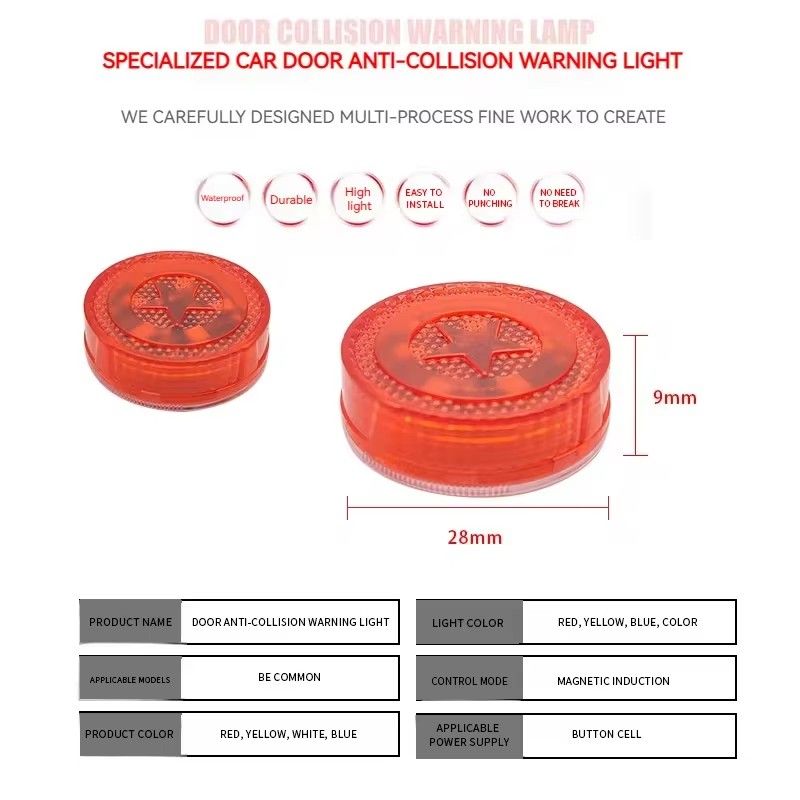 Universal LED Car Opening Door Safety Warning Anti-collision Lights Magnetic Sensor Strobe Flashing Alarm Lights Parking Lamp