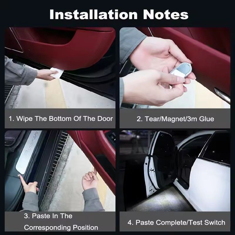 2pcs Led Car Interior Door Light USB Charging Automobile Welcome Lights Magnetic Anti-collision Signal Lamp