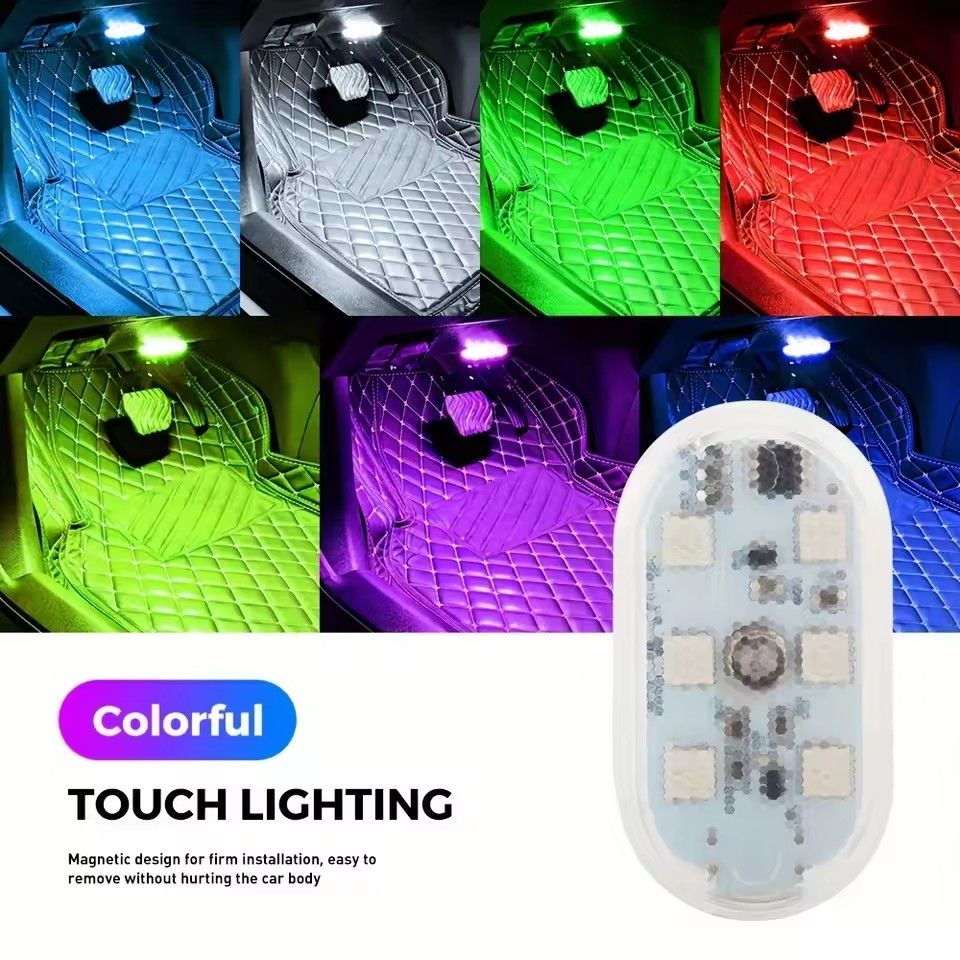 2pcs Led Car Interior Door Light USB Charging Automobile Welcome Lights Magnetic Anti-collision Signal Lamp