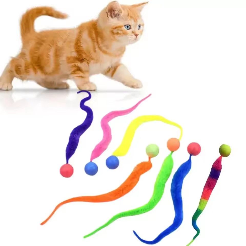 Cat interactive toys Tickle Cat Colorful bouncing ball Pet supplies Puzzle teasing indoor cat worm caterpillar elastic toy