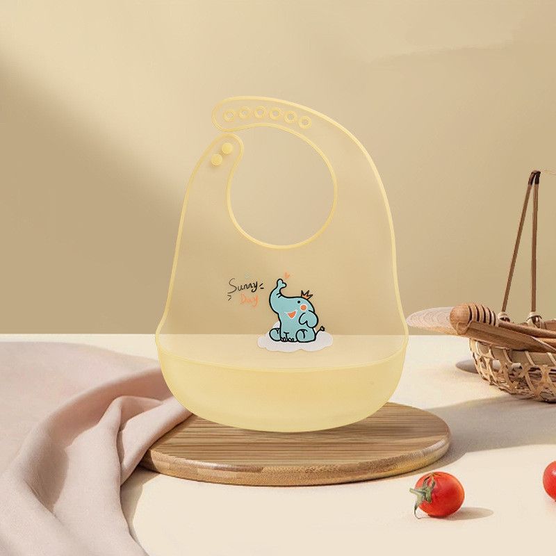 Waterproof Baby Bibs Baby Stuff Cute Cartoon Animal Printed Kids Bib Girl Boy Adjustable Soft Silicone Bib Baby Feeding Stuff