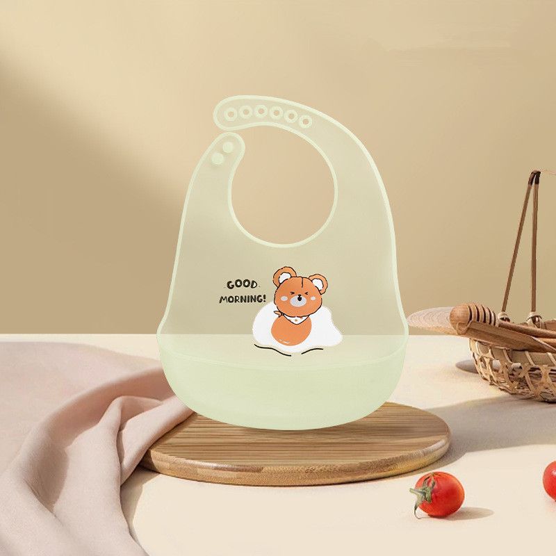 Waterproof Baby Bibs Baby Stuff Cute Cartoon Animal Printed Kids Bib Girl Boy Adjustable Soft Silicone Bib Baby Feeding Stuff