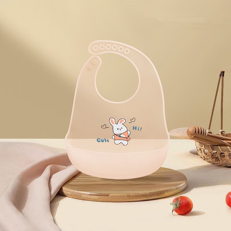 Waterproof Baby Bibs Baby Stuff Cute Cartoon Animal Printed Kids Bib Girl Boy Adjustable Soft Silicone Bib Baby Feeding Stuff