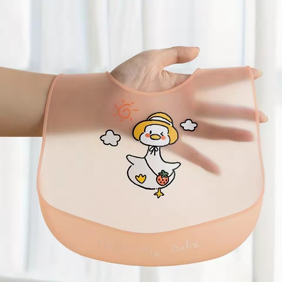 Waterproof Baby Bibs Baby Stuff Cute Cartoon Animal Printed Kids Bib Girl Boy Adjustable Soft Silicone Bib Baby Feeding Stuff
