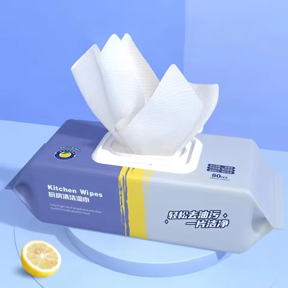 80pcs Kitchen Cleaning Wipes Strong Decontamination Kitchen Wipes Degreasing