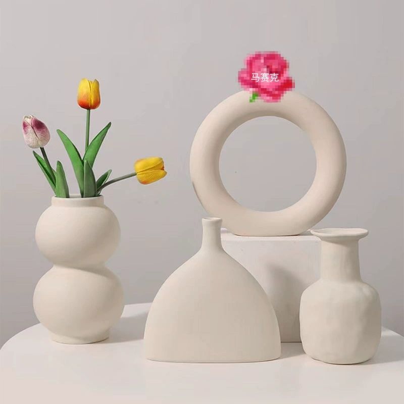 Modern Simple Ceramic Art Vase Dried Flowers Flower Arrangement Ornaments Living Room TV Cabinet Bedroom Desktop Home Decoration