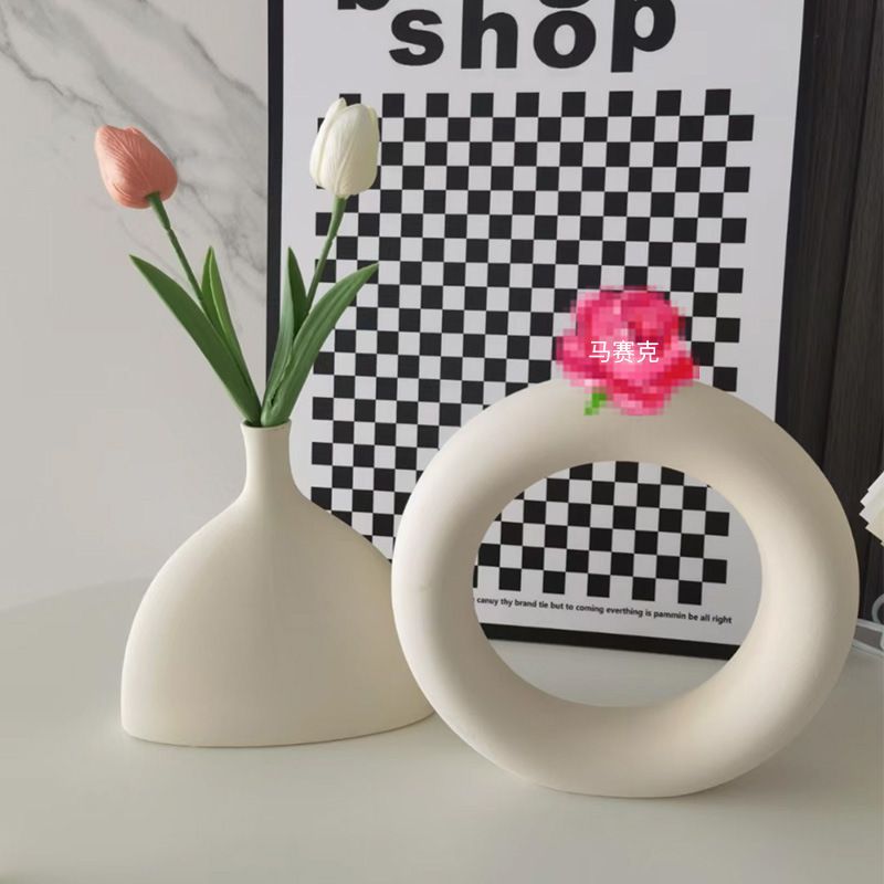 Modern Simple Ceramic Art Vase Dried Flowers Flower Arrangement Ornaments Living Room TV Cabinet Bedroom Desktop Home Decoration